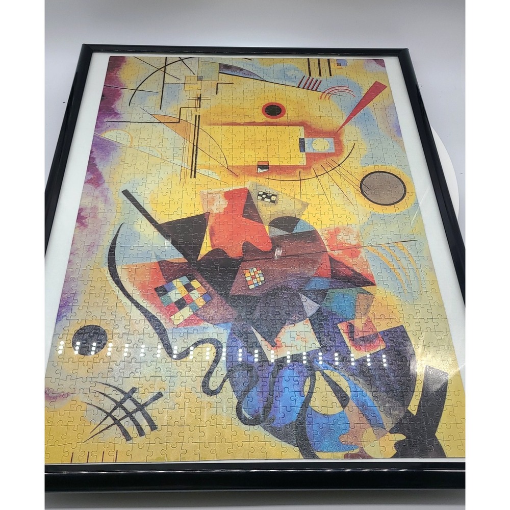 Vintage 1999 EuroGraphics Kandinsky Yellow Red Blue 1000 Pc Framed Puzzle.